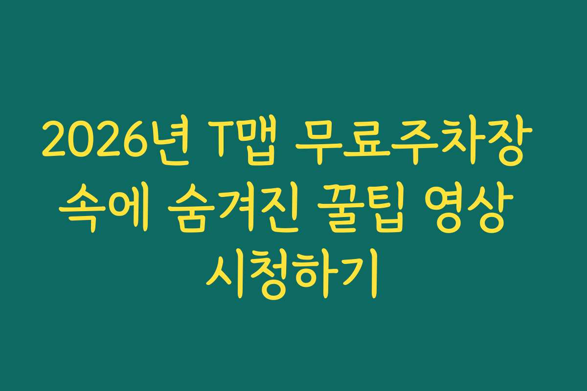2026년 T맵 무료주차장 속에 숨겨진 꿀팁 영상 시청하기