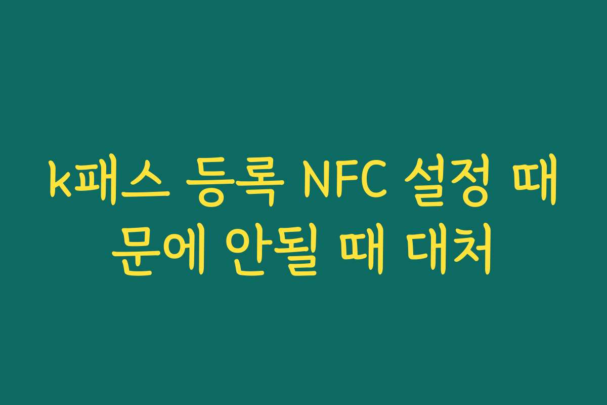 k패스 등록 NFC 설정 때문에 안될 때 대처
