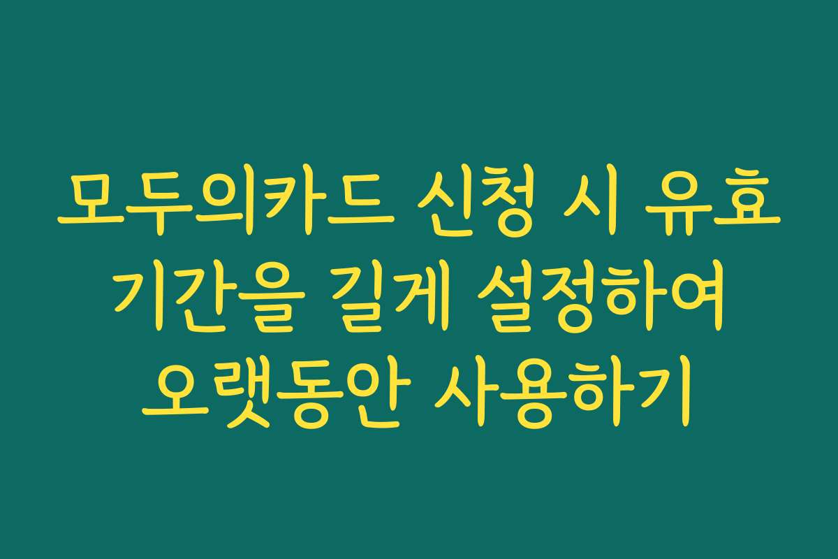 모두의카드 신청 시 유효 기간을 길게 설정하여 오랫동안 사용하기