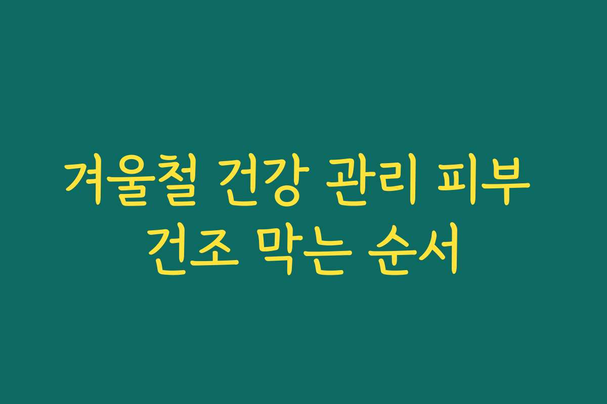겨울철 건강 관리 피부 건조 막는 순서