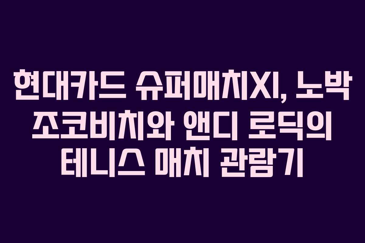 현대카드 슈퍼매치XI, 노박 조코비치와 앤디 로딕의 테니스 매치 관람기