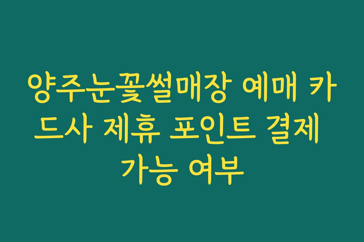 양주눈꽃썰매장 예매 카드사 제휴 포인트 결제 가능 여부