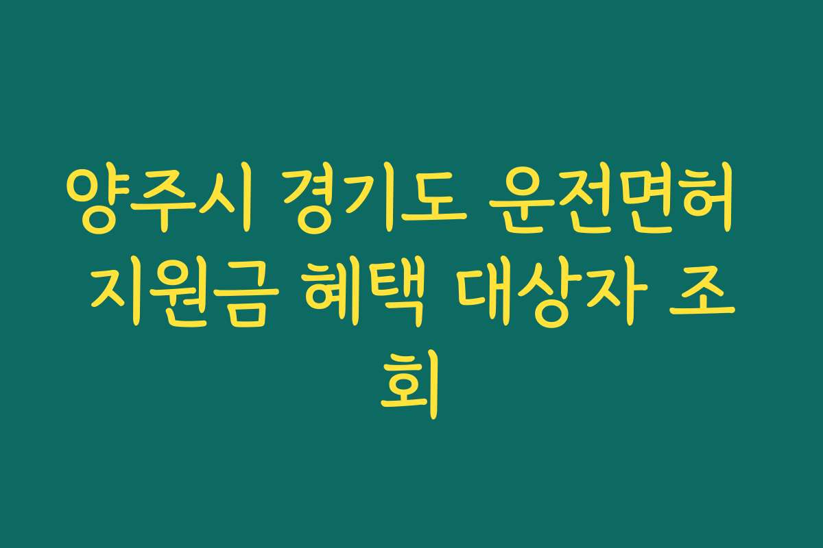 양주시 경기도 운전면허 지원금 혜택 대상자 조회