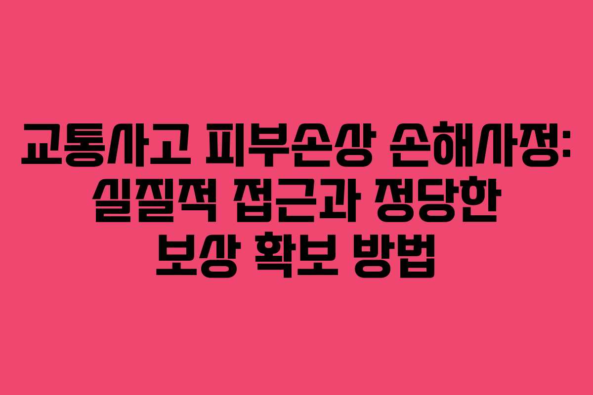 교통사고 피부손상 손해사정: 실질적 접근과 정당한 보상 확보 방법