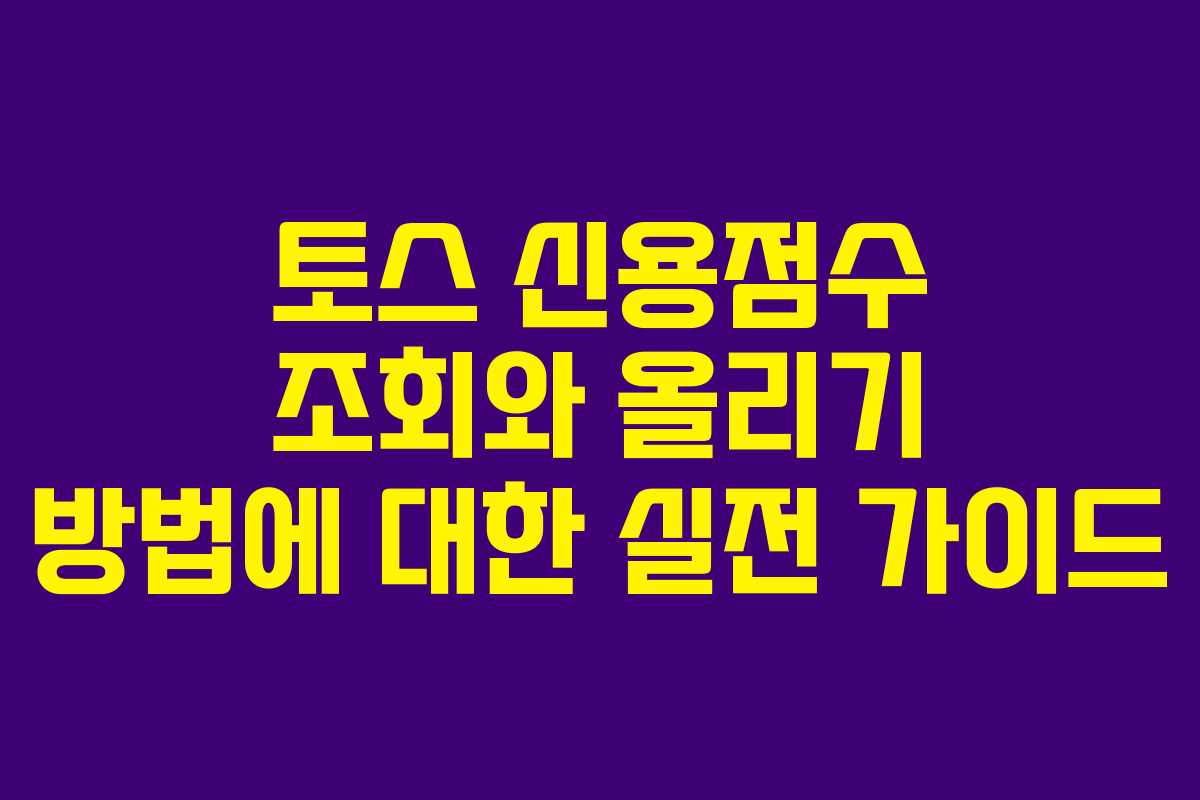 토스 신용점수 조회와 올리기 방법에 대한 실전 가이드