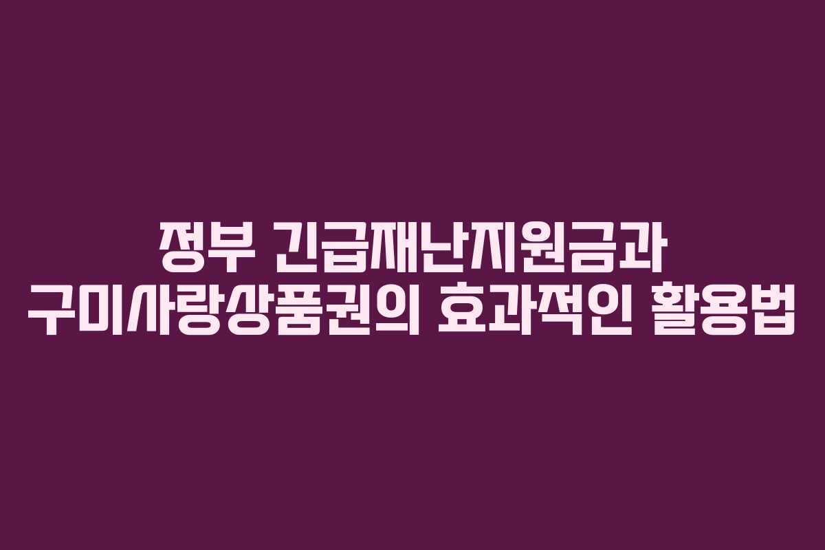 정부 긴급재난지원금과 구미사랑상품권의 효과적인 활용법