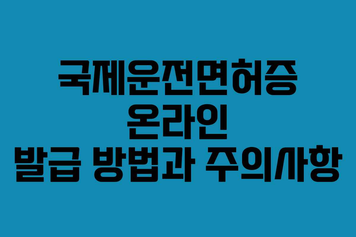 국제운전면허증 온라인 발급 방법과 주의사항