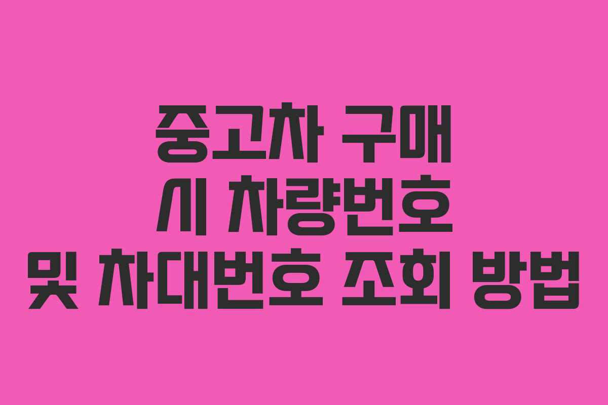 중고차 구매 시 차량번호 및 차대번호 조회 방법
