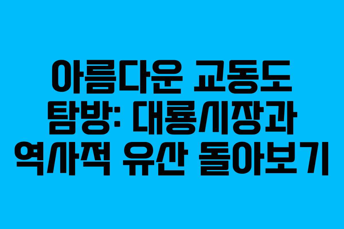 아름다운 교동도 탐방: 대룡시장과 역사적 유산 돌아보기