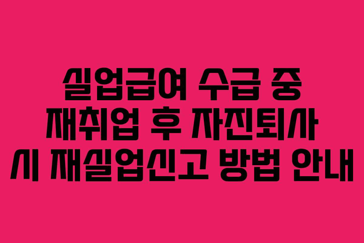 실업급여 수급 중 재취업 후 자진퇴사 시 재실업신고 방법 안내