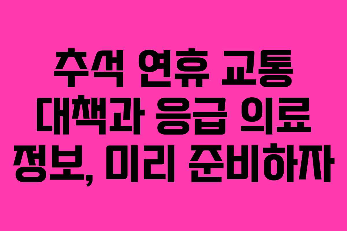 추석 연휴 교통 대책과 응급 의료 정보, 미리 준비하자
