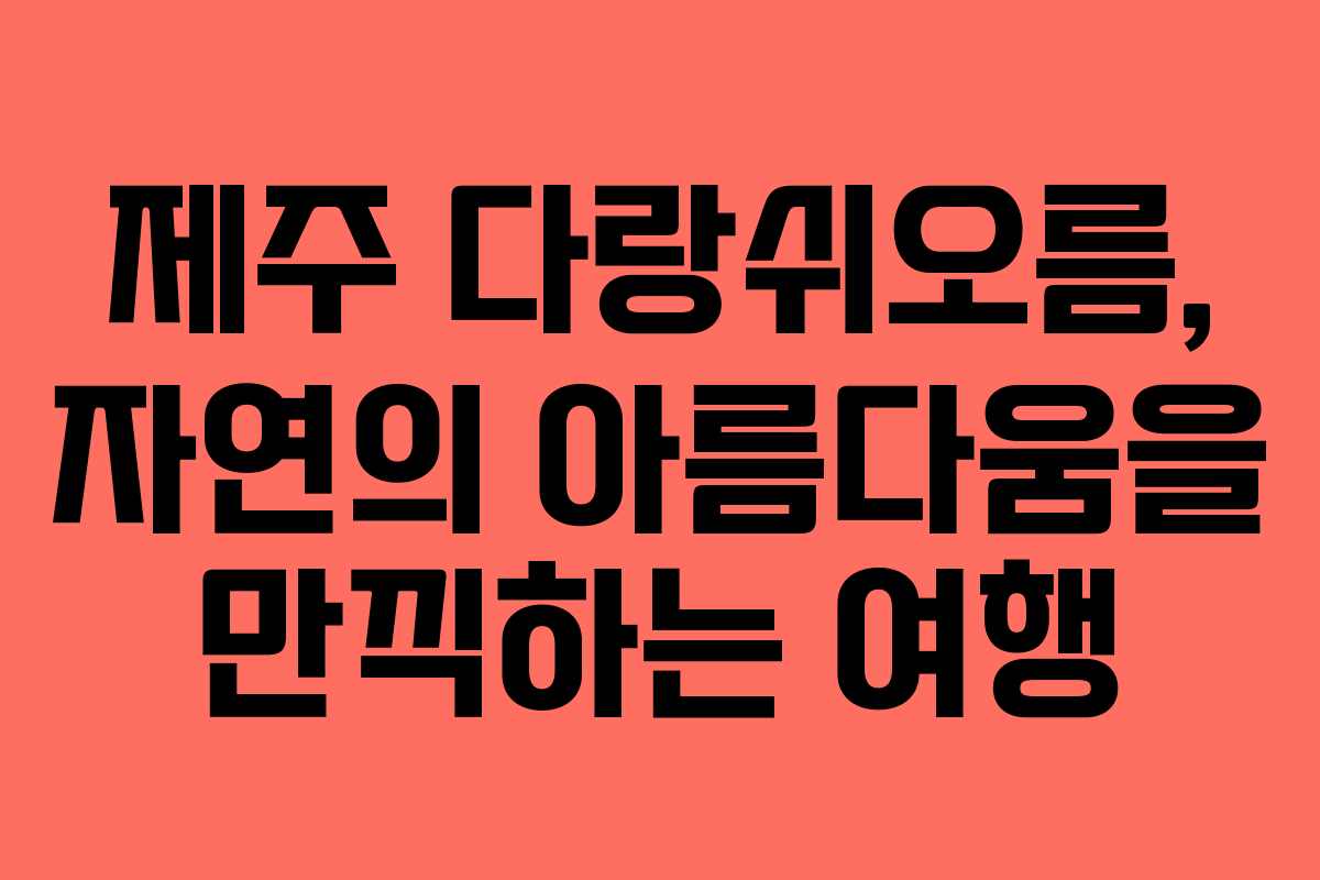 제주 다랑쉬오름, 자연의 아름다움을 만끽하는 여행