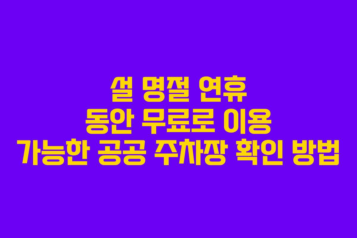 설 명절 연휴 동안 무료로 이용 가능한 공공 주차장 확인 방법