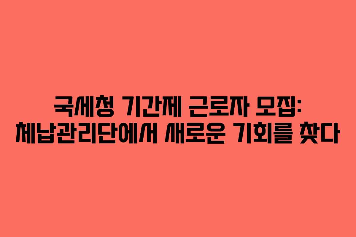 국세청 기간제 근로자 모집: 체납관리단에서 새로운 기회를 찾다