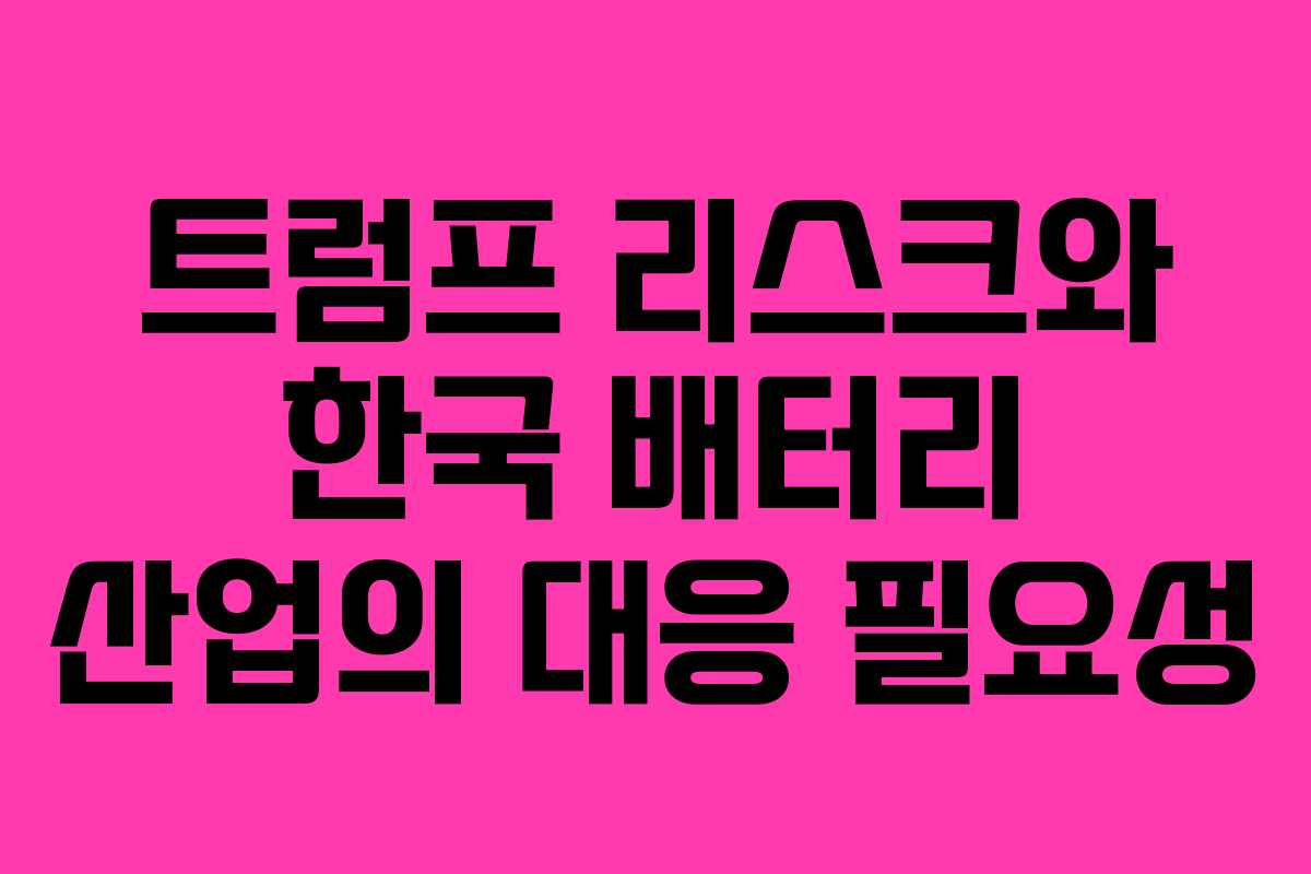 트럼프 리스크와 한국 배터리 산업의 대응 필요성