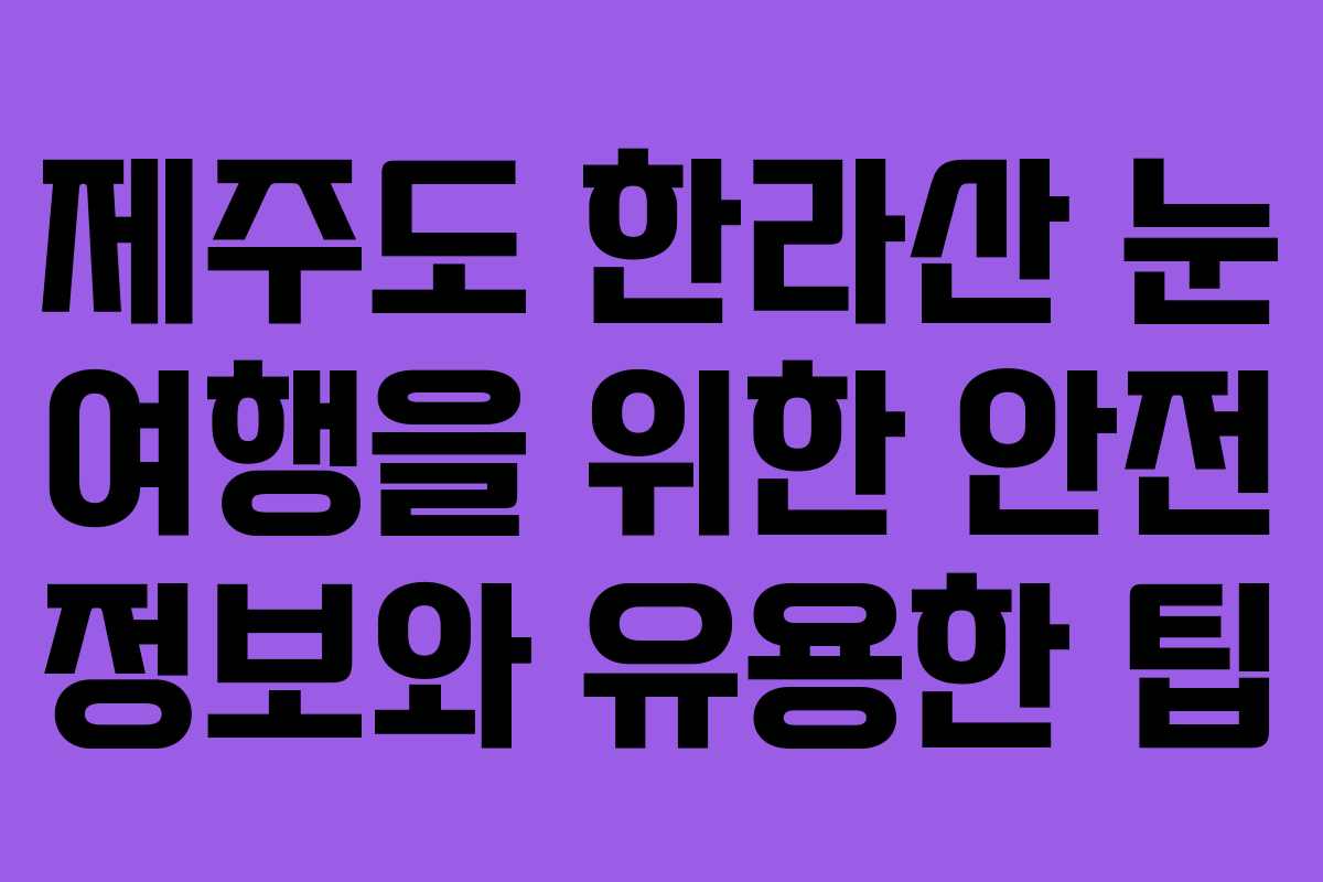 제주도 한라산 눈 여행을 위한 안전 정보와 유용한 팁