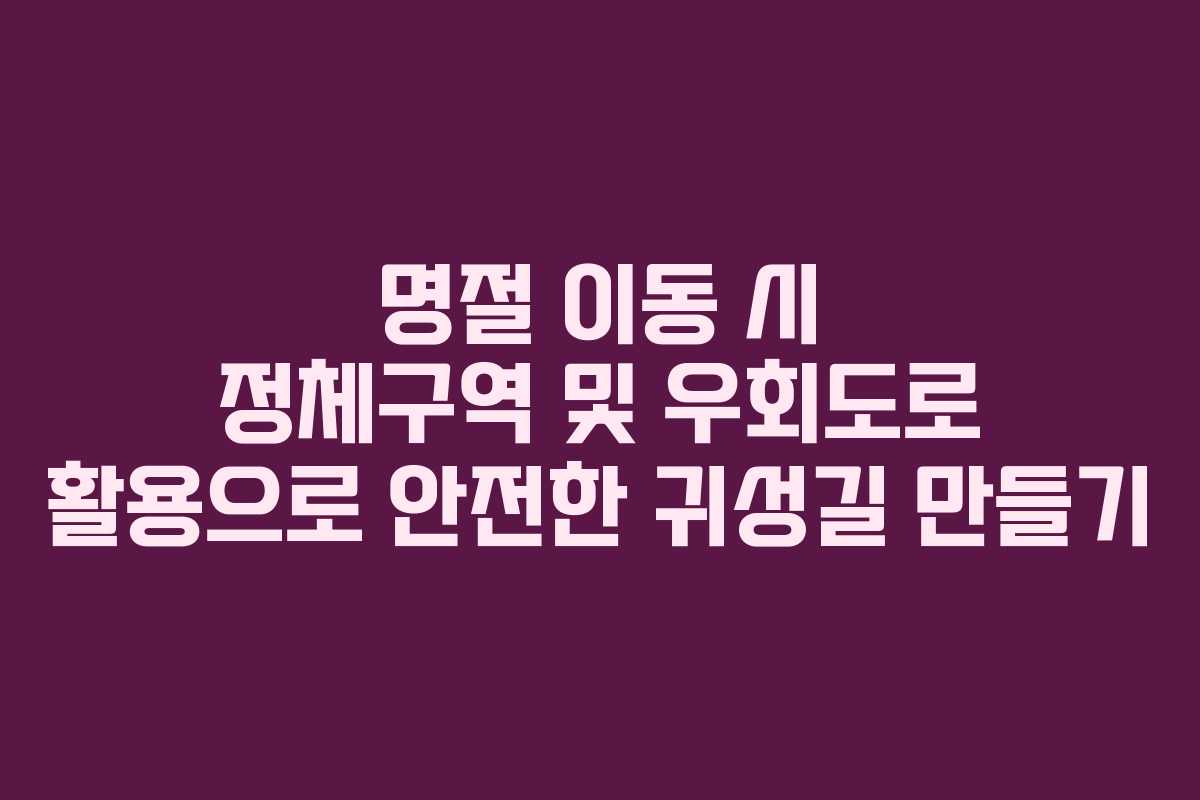 명절 이동 시 정체구역 및 우회도로 활용으로 안전한 귀성길 만들기