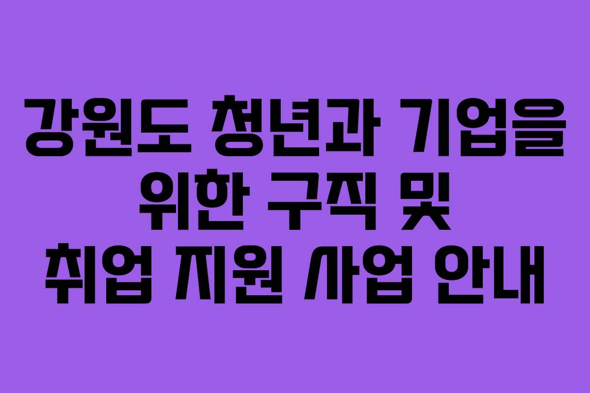 강원도 청년과 기업을 위한 구직 및 취업 지원 사업 안내