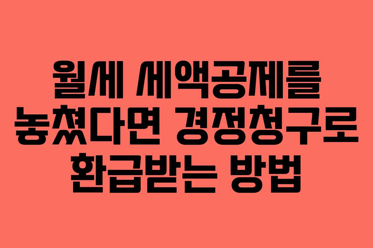 월세 세액공제를 놓쳤다면 경정청구로 환급받는 방법