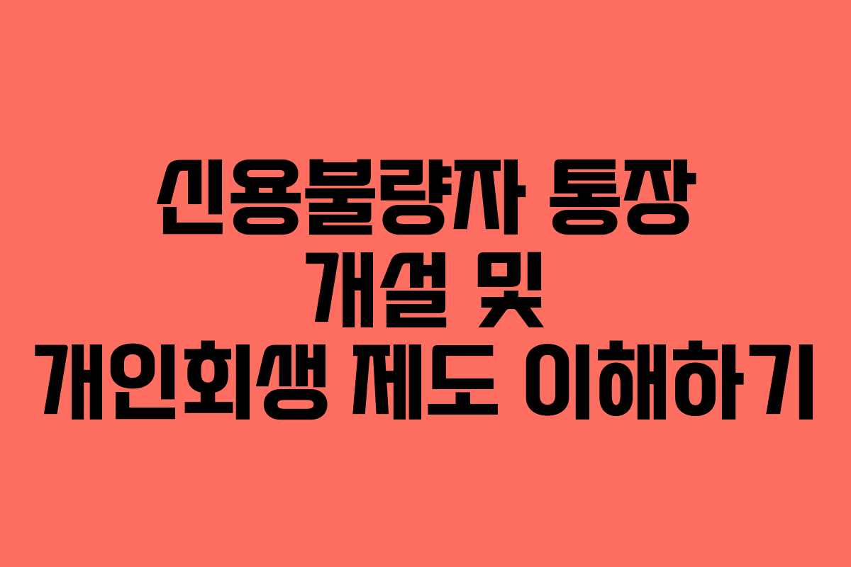 신용불량자 통장 개설 및 개인회생 제도 이해하기