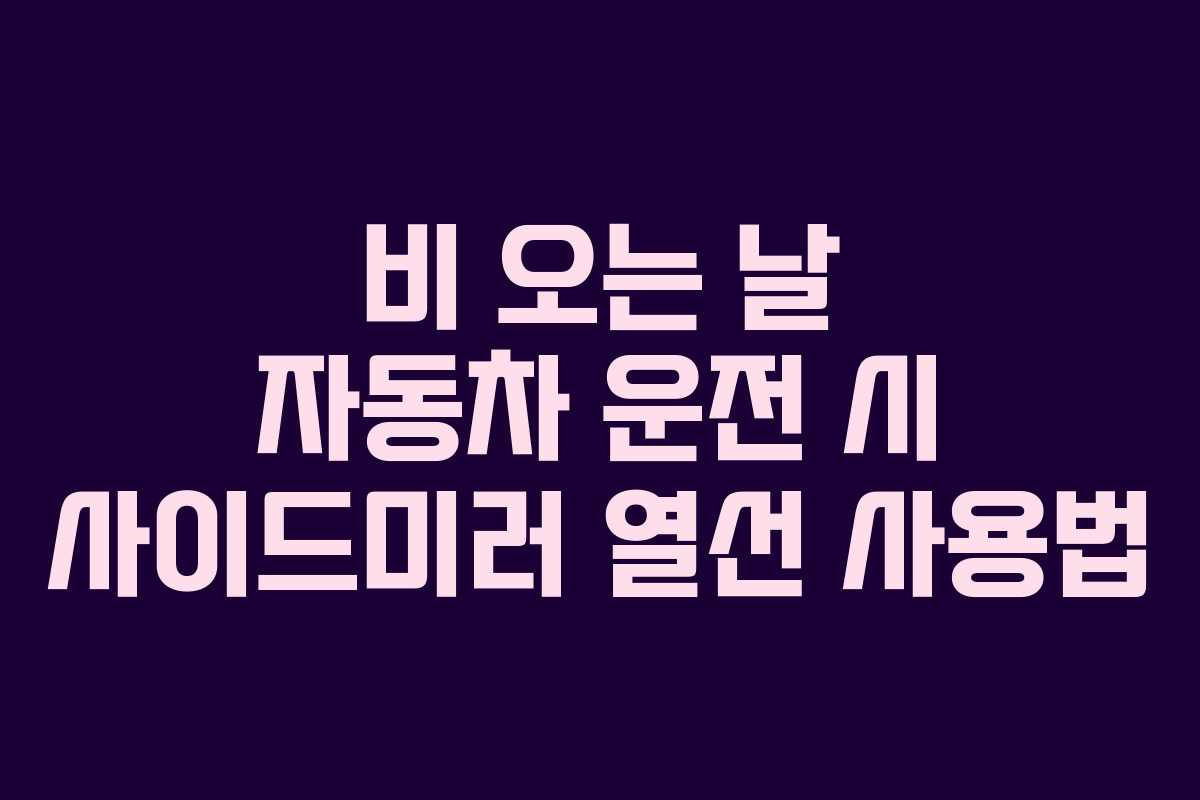 비 오는 날 자동차 운전 시 사이드미러 열선 사용법 비 오는 날 자동차 운전 시 사이드미러 열선 사용법