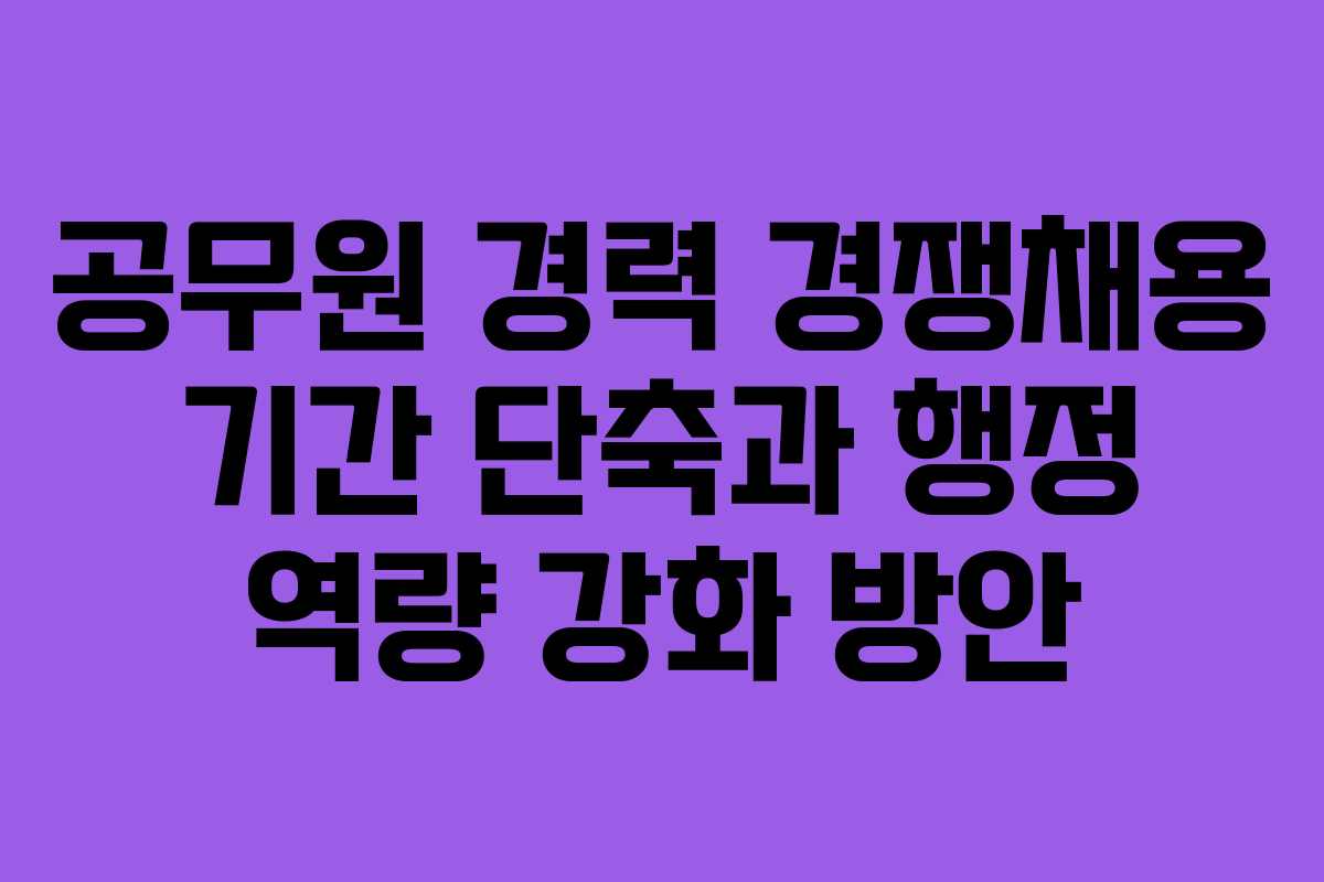 공무원 경력 경쟁채용 기간 단축과 행정 역량 강화 방안
