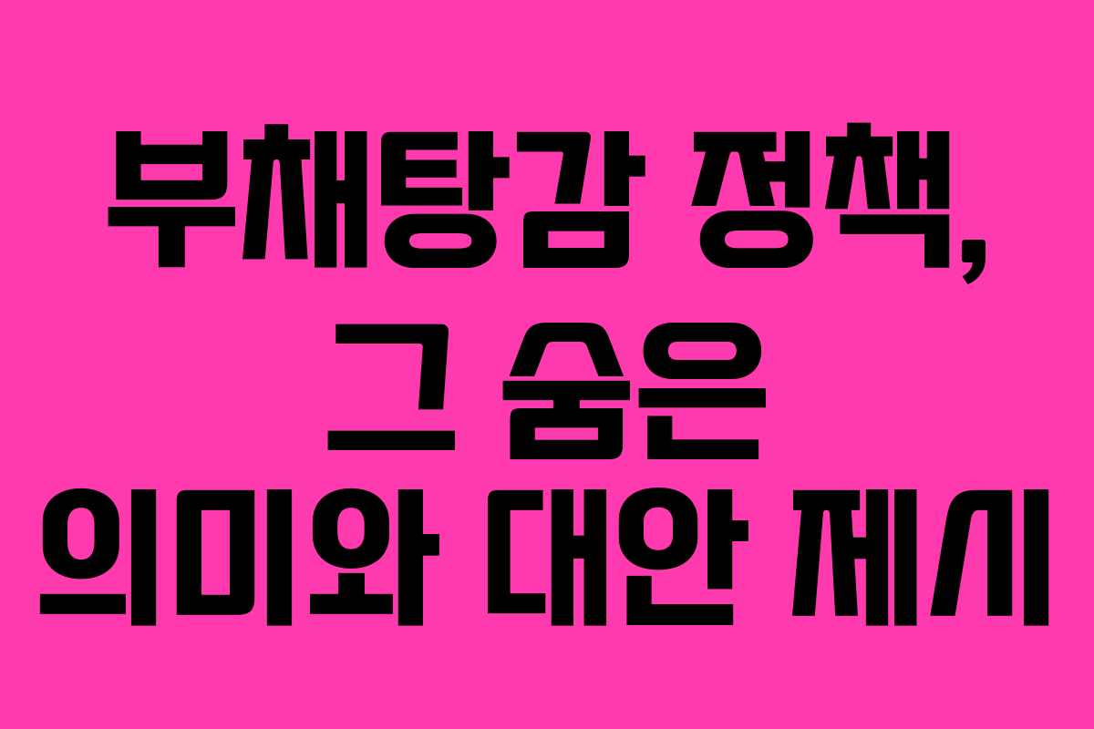 부채탕감 정책, 그 숨은 의미와 대안 제시