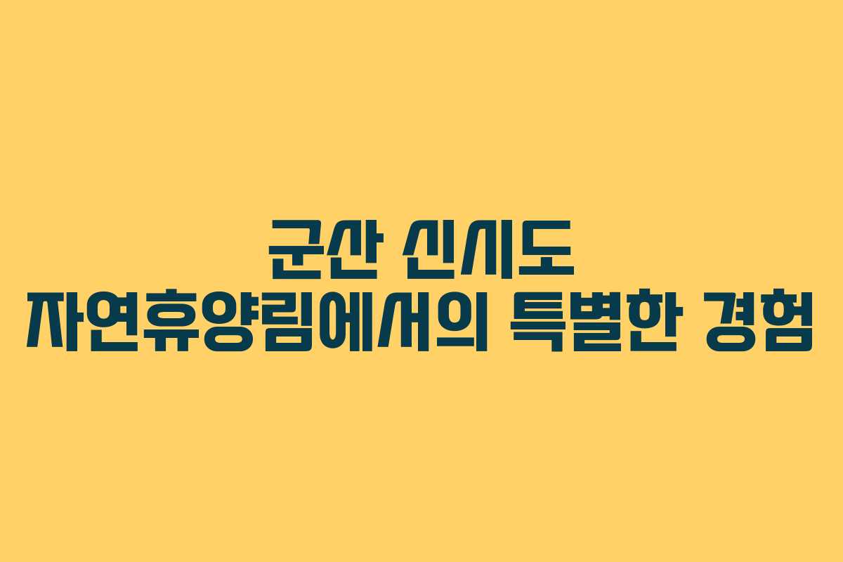 군산 신시도 자연휴양림에서의 특별한 경험