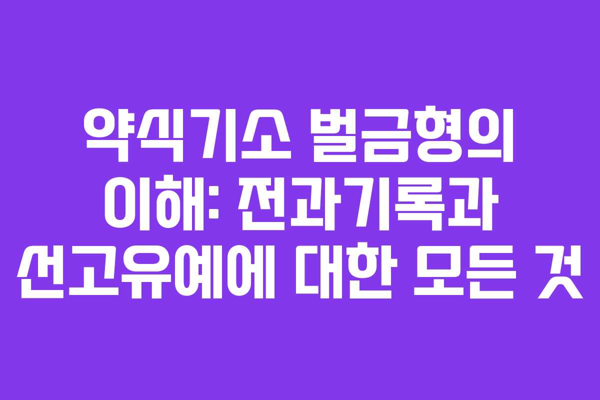 약식기소 벌금형의 이해: 전과기록과 선고유예에 대한 모든 것