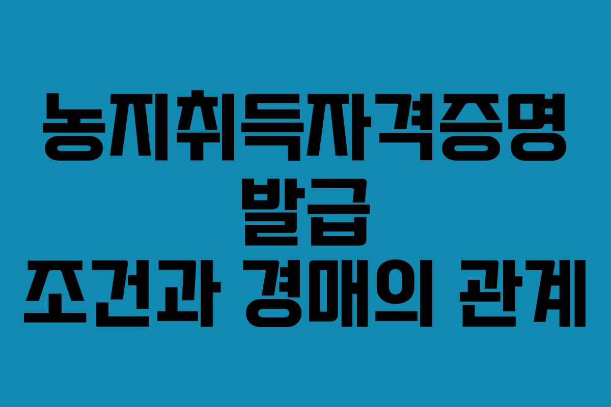 농지취득자격증명 발급 조건과 경매의 관계