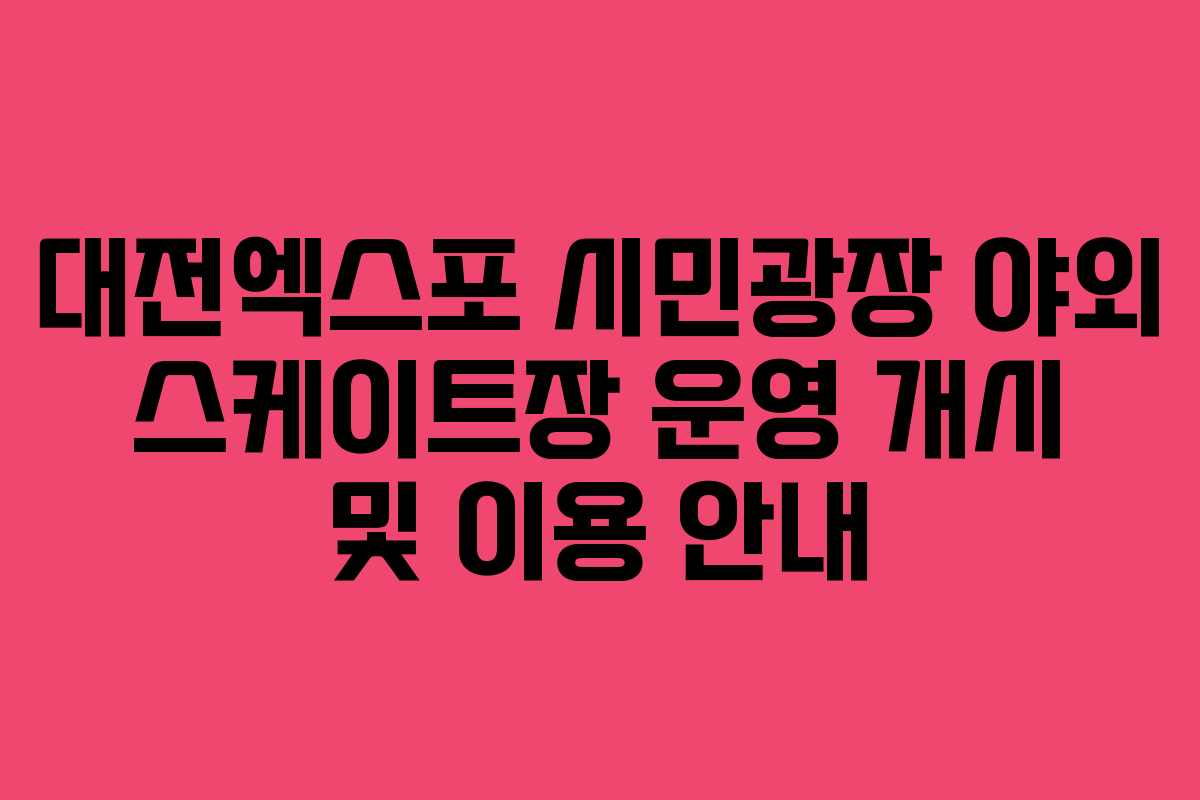 대전엑스포 시민광장 야외 스케이트장 운영 개시 및 이용 안내
