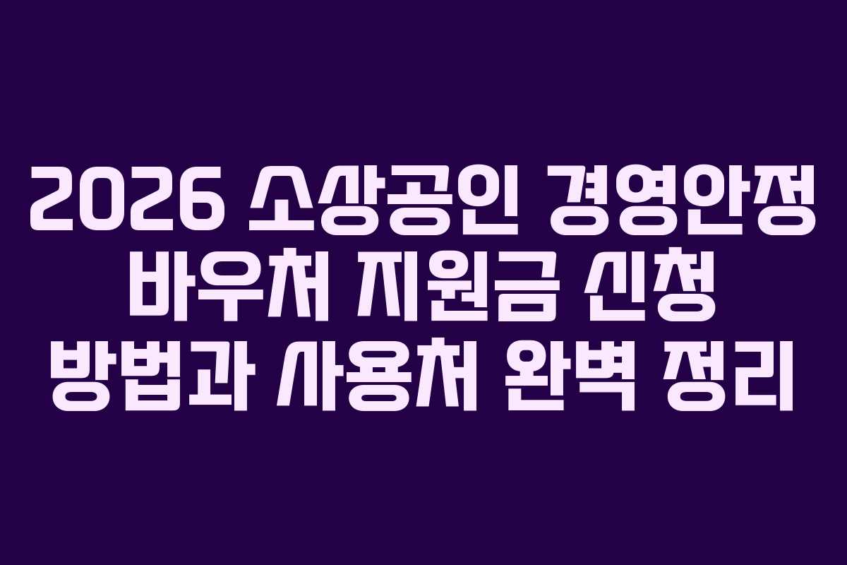 2026 소상공인 경영안정 바우처 지원금 신청 방법과 사용처 완벽 정리