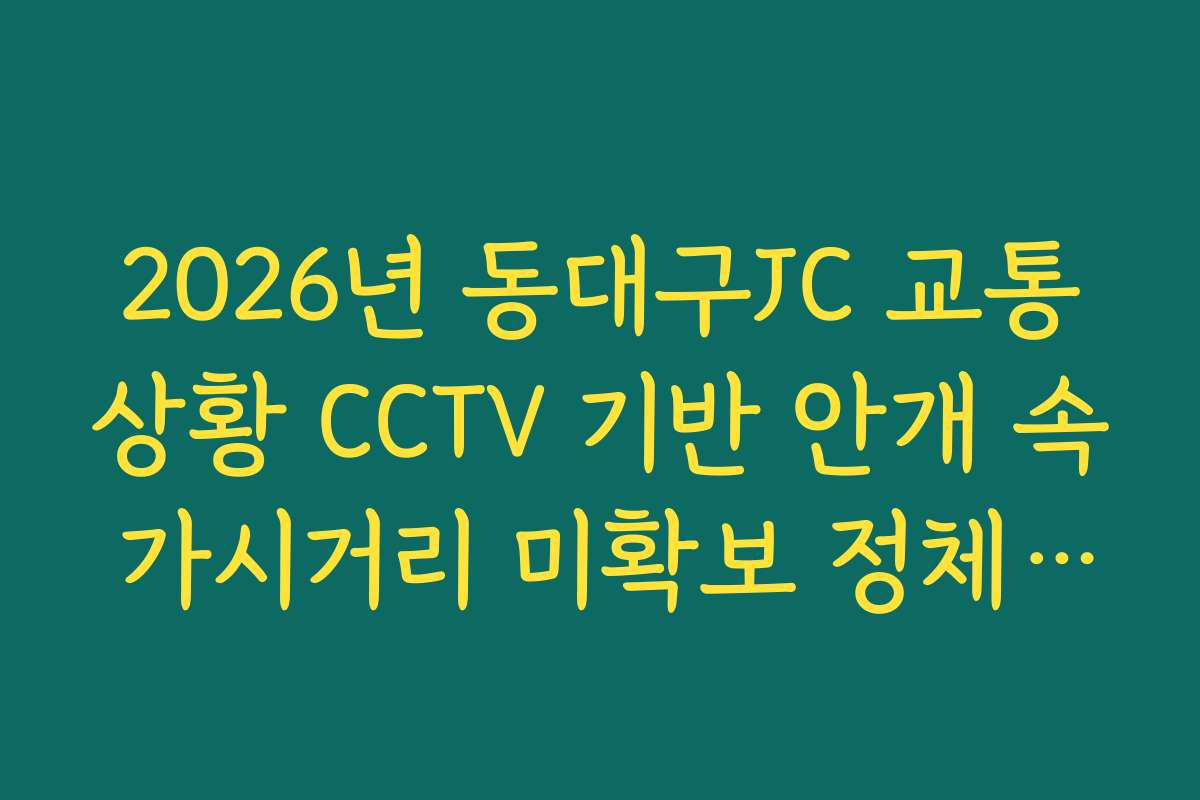 2026년 동대구JC 교통상황 CCTV 기반 안개 속 가시거리 미확보 정체 분석 2026년 동대구JC 교통상황 CCTV 기반 안개 속 가시거리 미확보 정체 분석