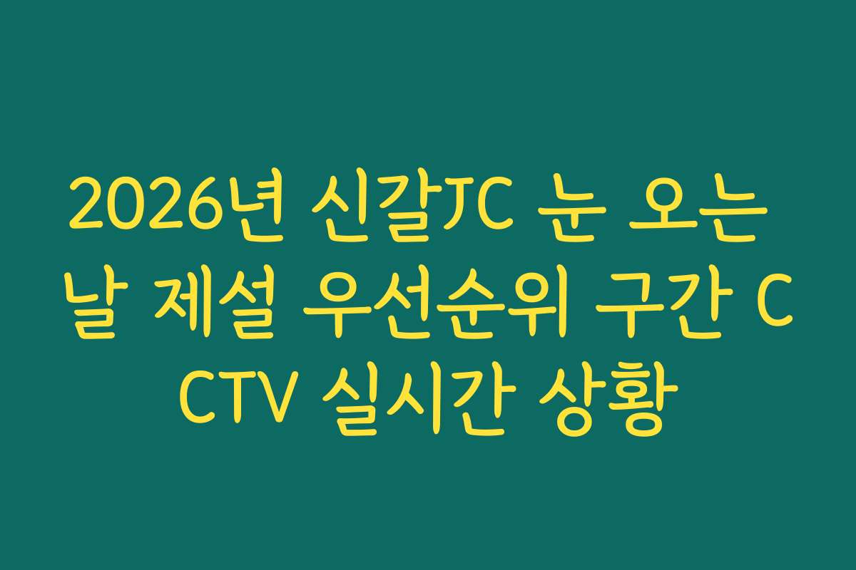 2026년 신갈JC 눈 오는 날 제설 우선순위 구간 CCTV 실시간 상황