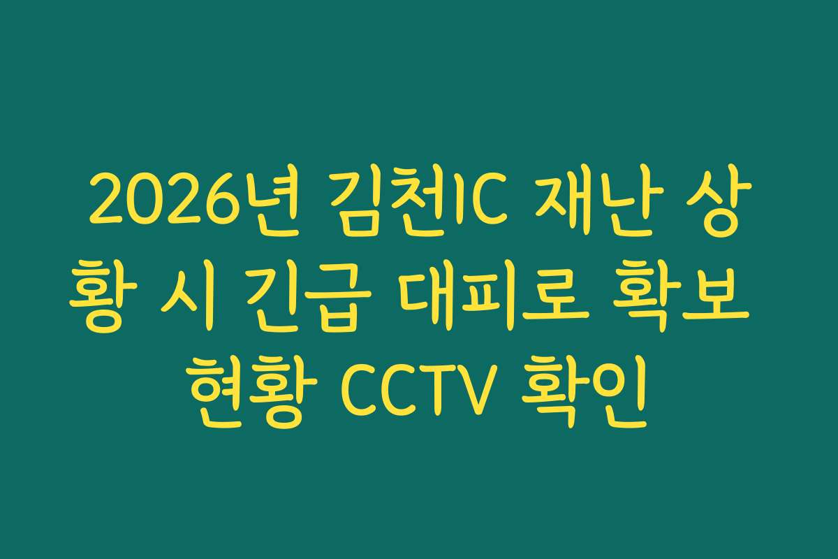 2026년 김천IC 재난 상황 시 긴급 대피로 확보 현황 CCTV 확인 2026년 김천IC 재난 상황 시 긴급 대피로 확보 현황 CCTV 확인