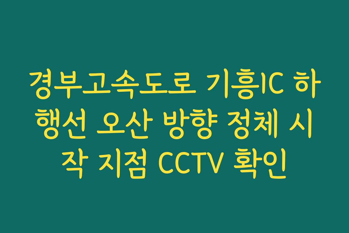 경부고속도로 기흥IC 하행선 오산 방향 정체 시작 지점 CCTV 확인 경부고속도로 기흥IC 하행선 오산 방향 정체 시작 지점 CCTV 확인