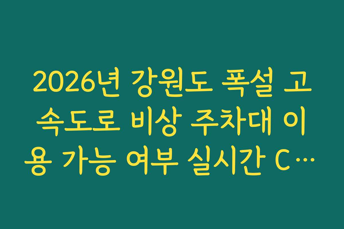 2026년 강원도 폭설 고속도로 비상 주차대 이용 가능 여부 실시간 CCTV 확인