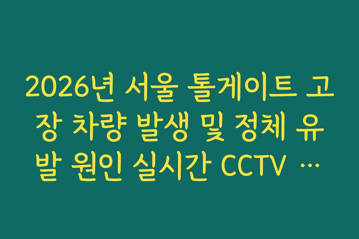 2026년 서울 톨게이트 고장 차량 발생 및 정체 유발 원인 실시간 CCTV 확인 2026년 서울 톨게이트 고장 차량 발생 및 정체 유발 원인 실시간 CCTV 확인