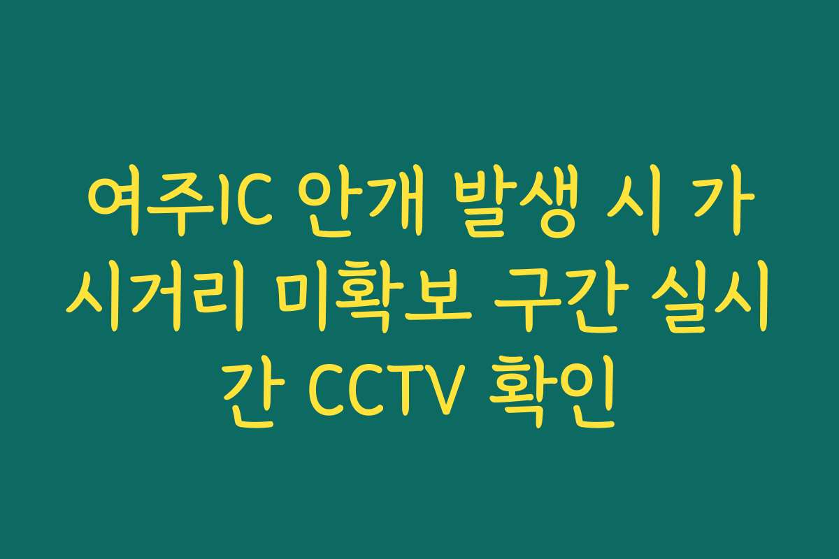 여주IC 안개 발생 시 가시거리 미확보 구간 실시간 CCTV 확인