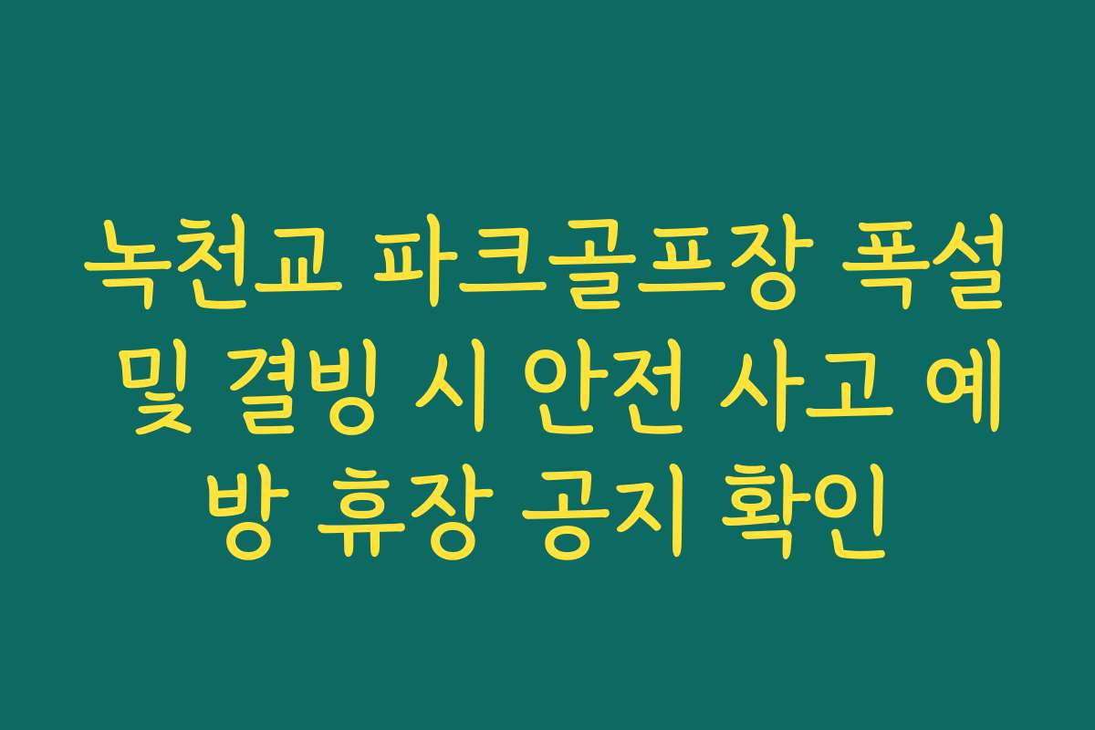 녹천교 파크골프장 폭설 및 결빙 시 안전 사고 예방 휴장 공지 확인