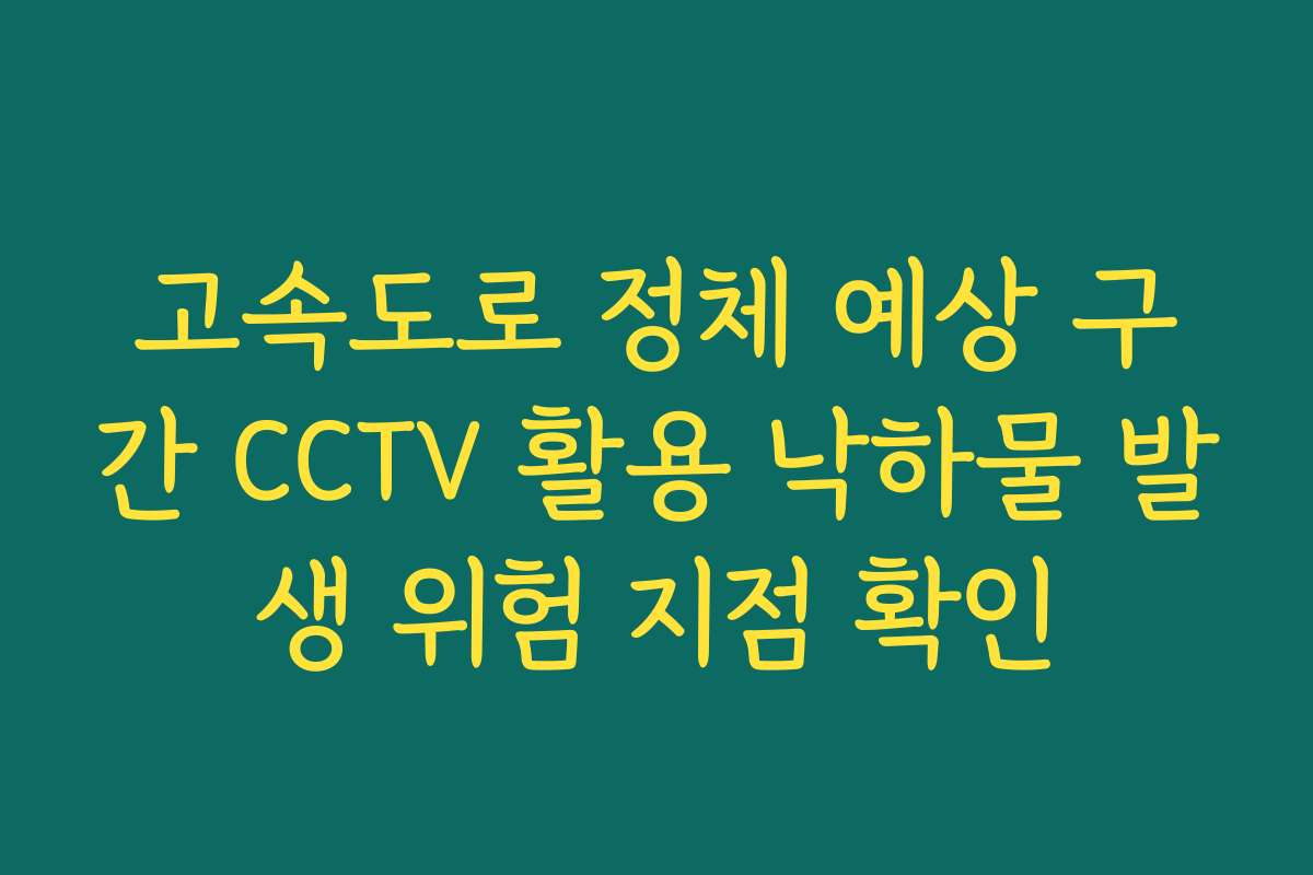 고속도로 정체 예상 구간 CCTV 활용 낙하물 발생 위험 지점 확인