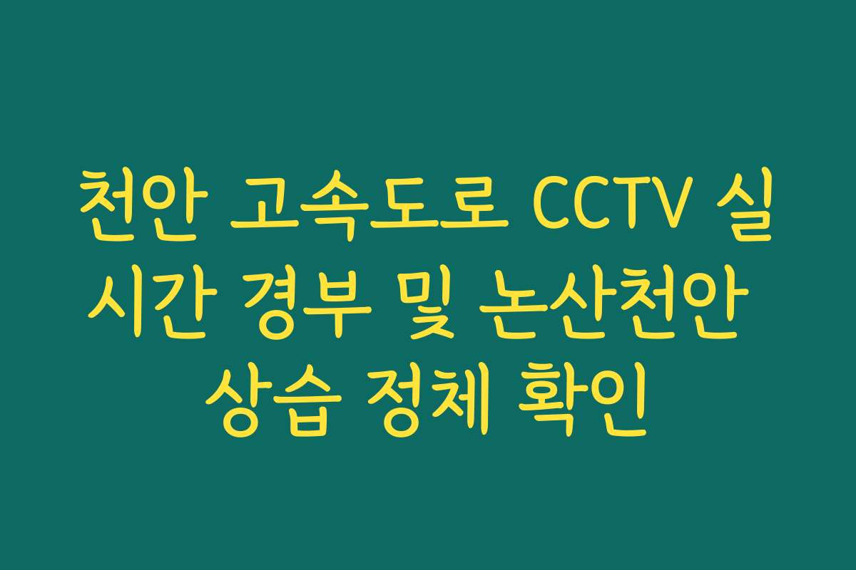 천안 고속도로 CCTV 실시간 경부 및 논산천안 상습 정체 확인