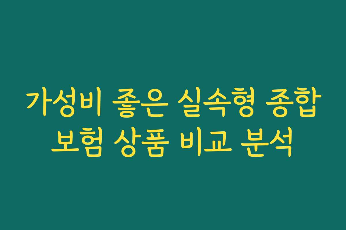 가성비 좋은 실속형 종합보험 상품 비교 분석