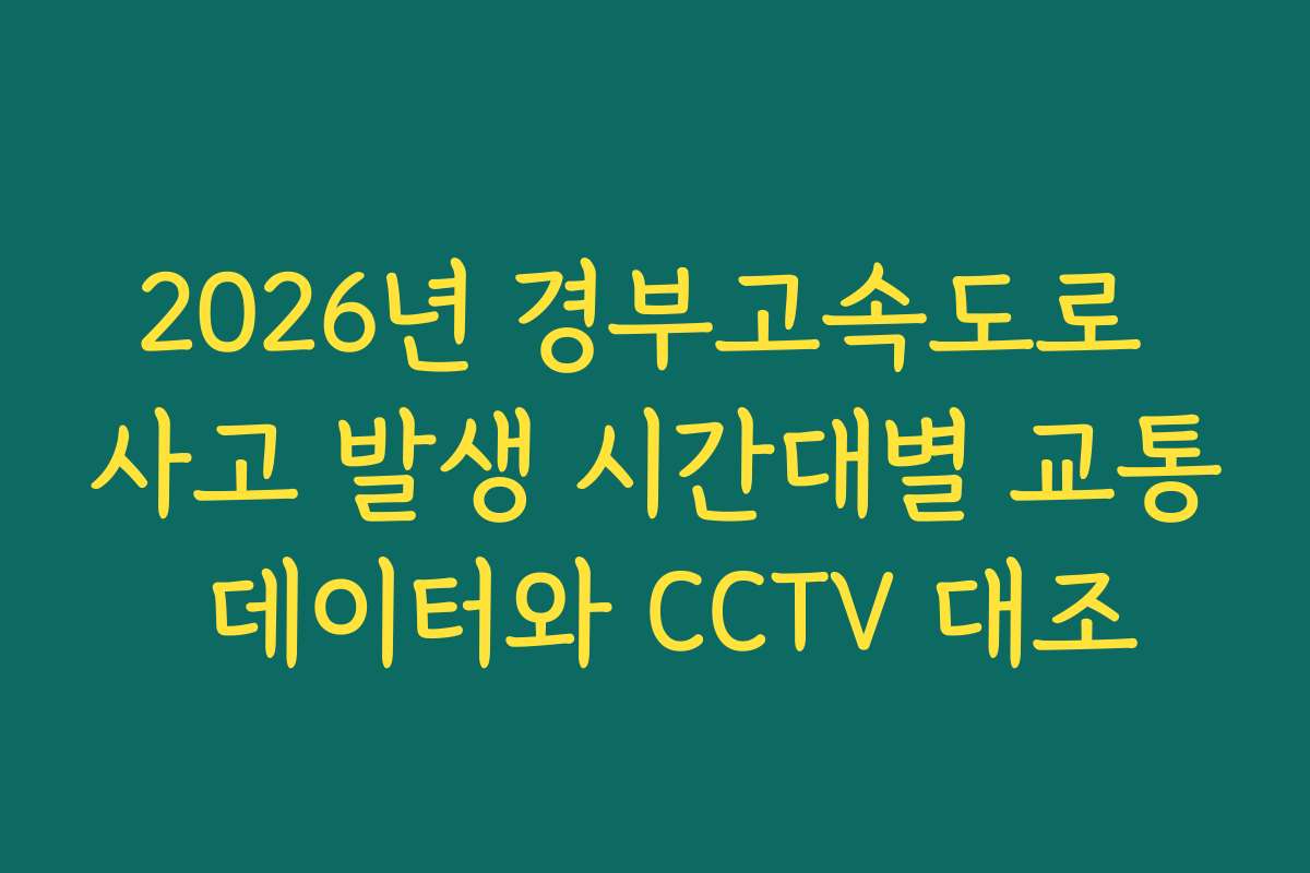 2026년 경부고속도로 사고 발생 시간대별 교통 데이터와 CCTV 대조 2026년 경부고속도로 사고 발생 시간대별 교통 데이터와 CCTV 대조