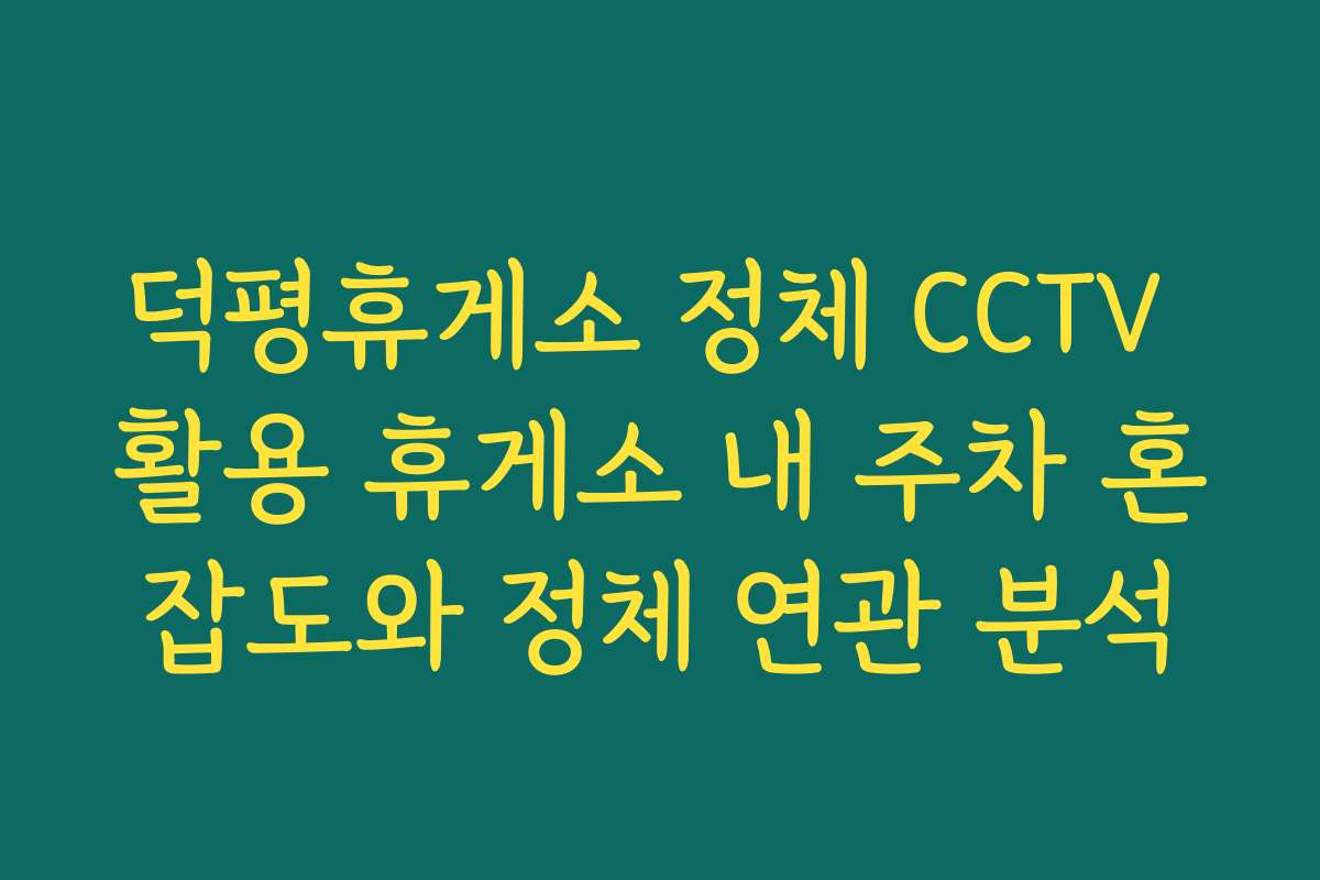 덕평휴게소 정체 CCTV 활용 휴게소 내 주차 혼잡도와 정체 연관 분석 덕평휴게소 정체 CCTV 활용 휴게소 내 주차 혼잡도와 정체 연관 분석