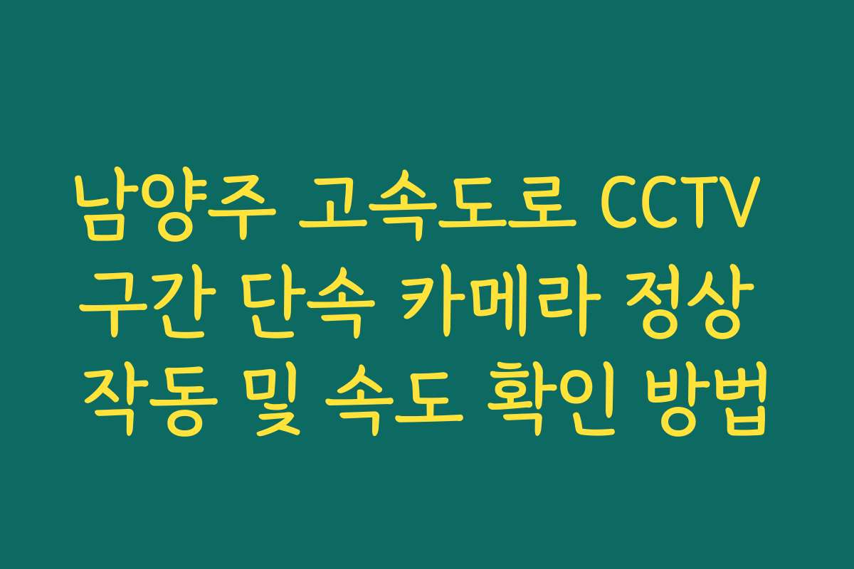남양주 고속도로 CCTV 구간 단속 카메라 정상 작동 및 속도 확인 방법
