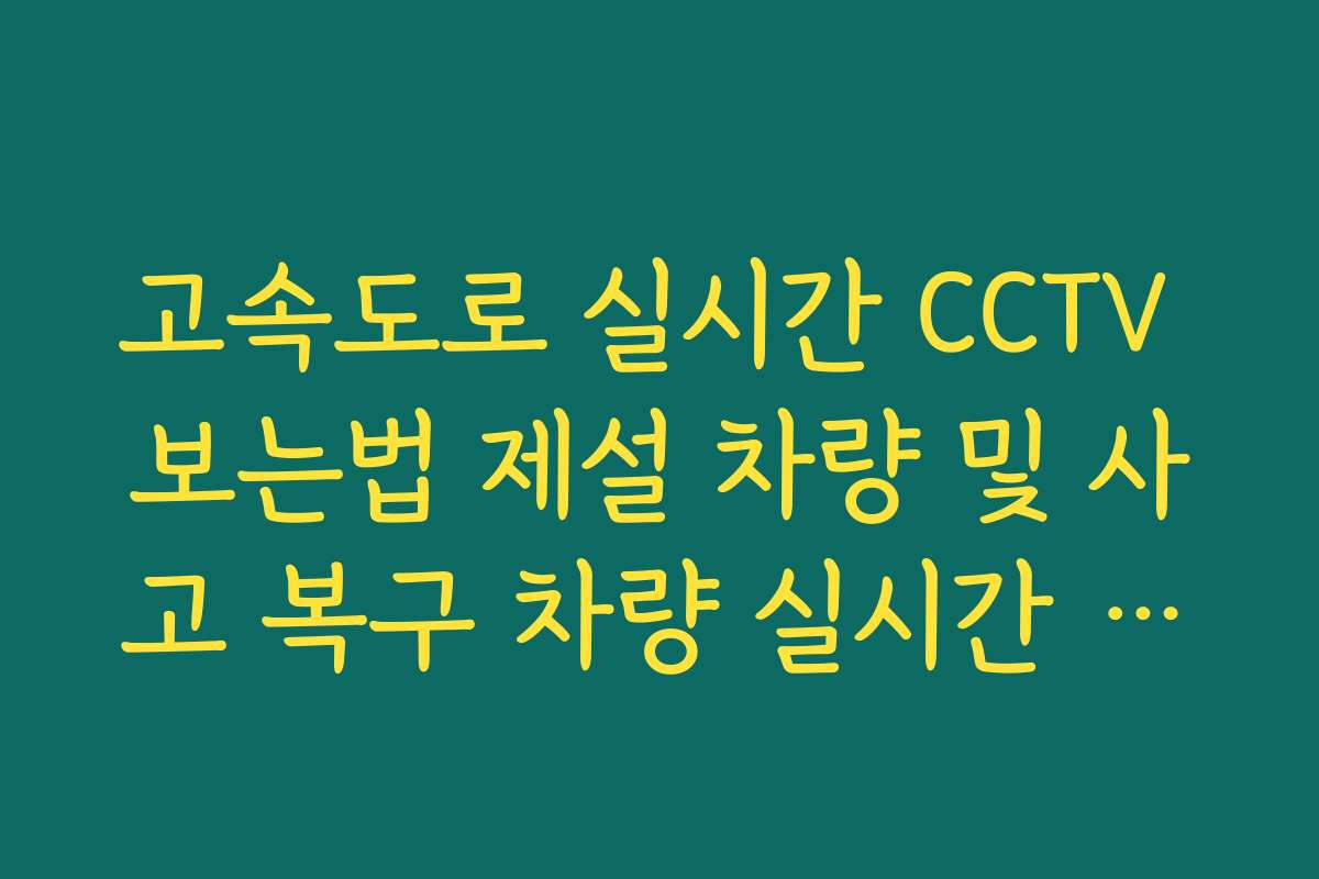 고속도로 실시간 CCTV 보는법 제설 차량 및 사고 복구 차량 실시간 위치