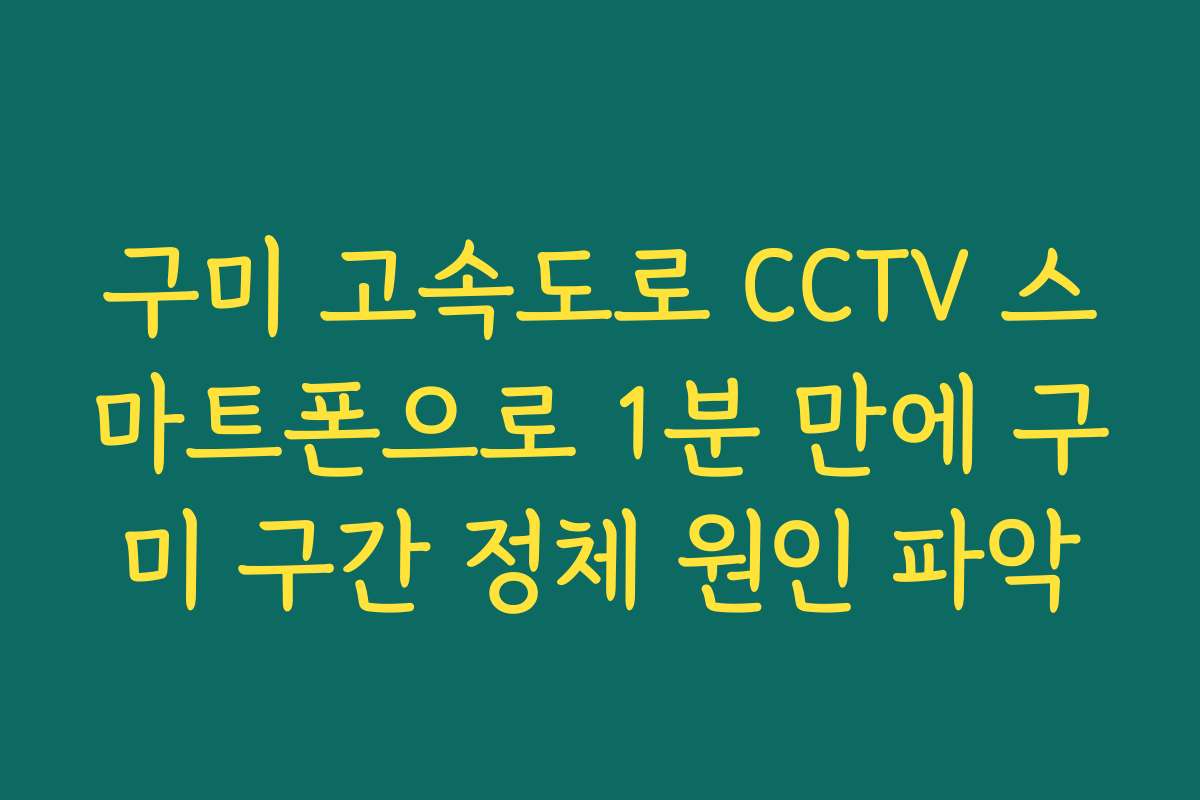 구미 고속도로 CCTV 스마트폰으로 1분 만에 구미 구간 정체 원인 파악