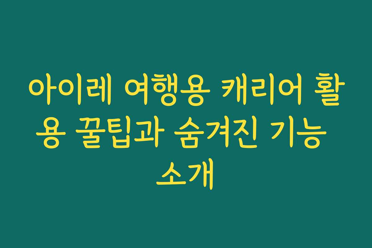 아이레 여행용 캐리어 활용 꿀팁과 숨겨진 기능 소개