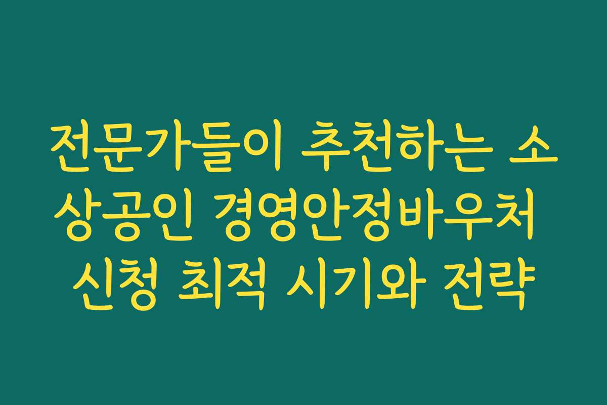 전문가들이 추천하는 소상공인 경영안정바우처 신청 최적 시기와 전략